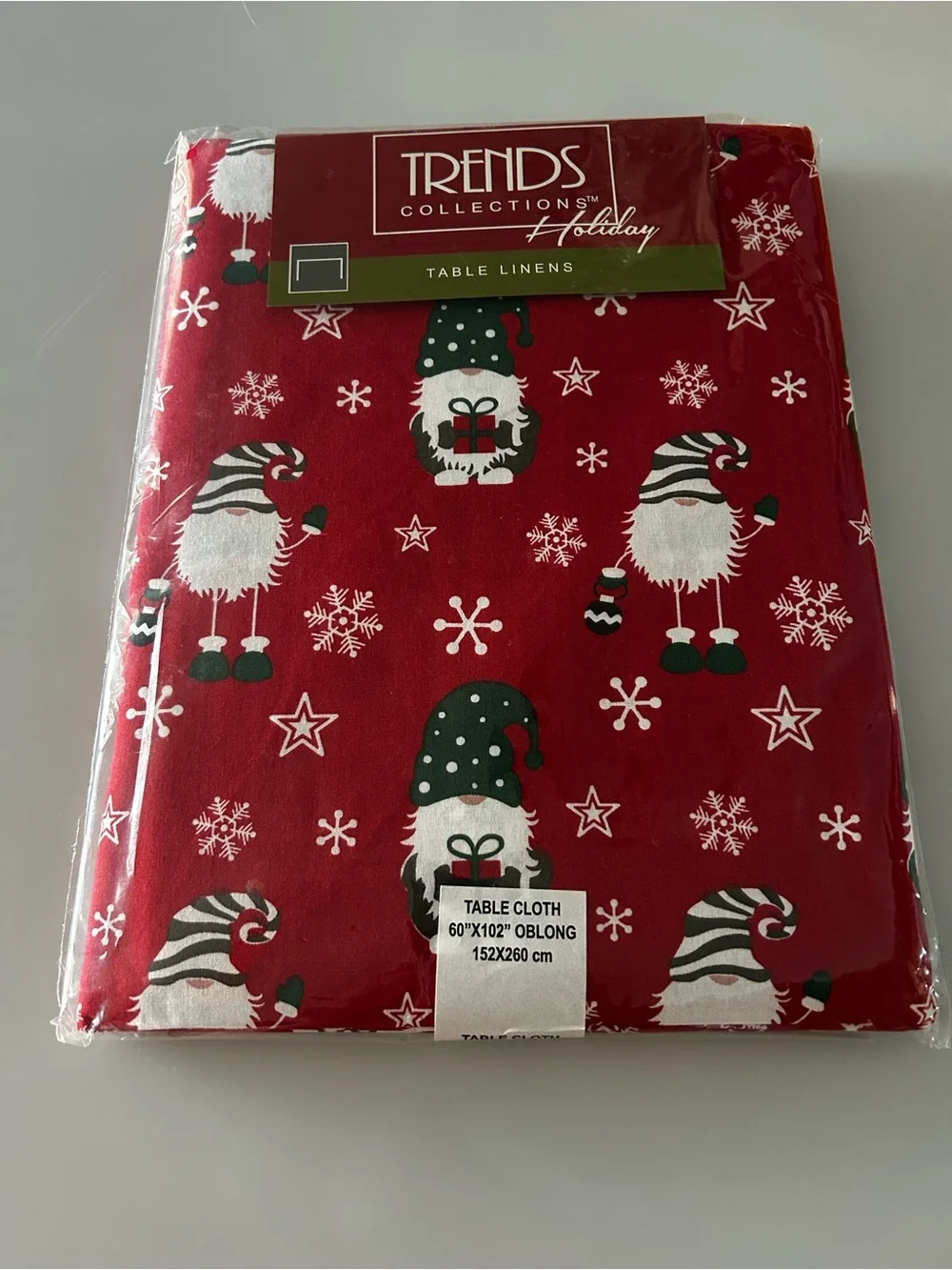 NWT Gnome Christmas Tablecloth 60”x102” Oblong 8-10 Seating